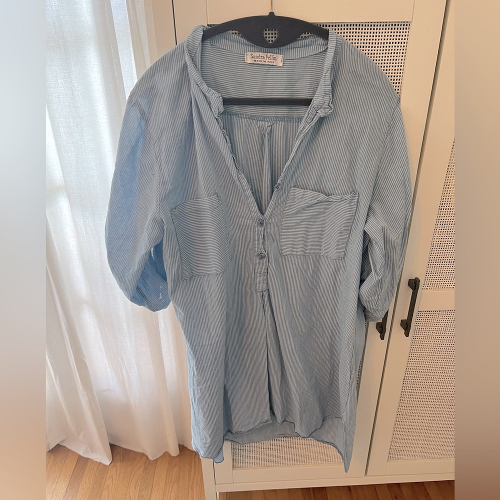Sandra Fellini blue and white striped shirt from Italy, no size.